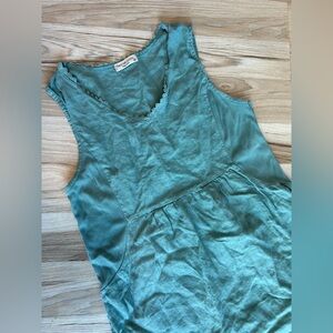 Terzo Millenio Women’s Medium Linen Dress, Made In Italy Aqua Blue Sleeveless